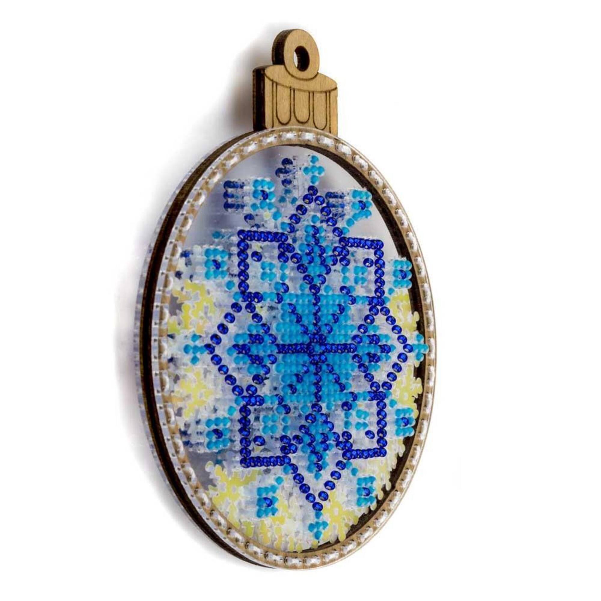 Wonderland Crafts Pink & Blue Snowflake Ball Ornament Bead Embroidery Kit